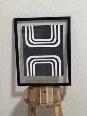 Black 11x14 Giclee Abstract Art & Project 62 MCM Floating Gallery Frame 15 x 19